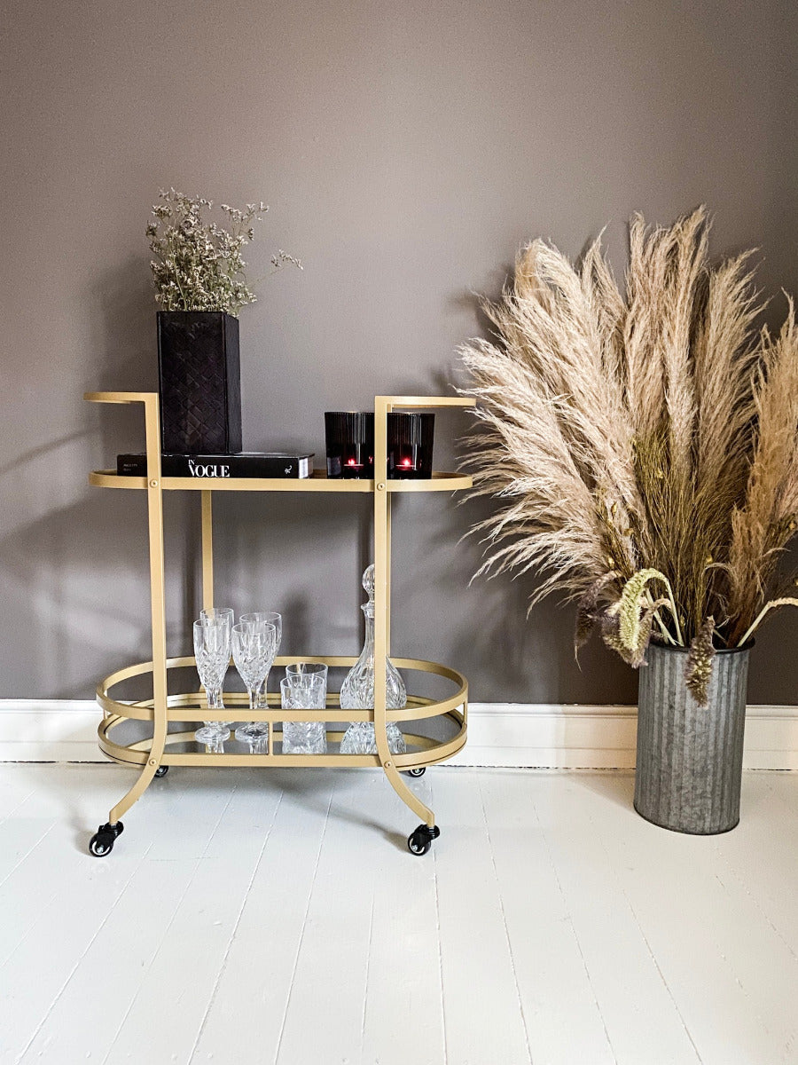 Margit Brandt Barvogn m/ hjul, guldfarvet - H: 84 cm. - Bahne